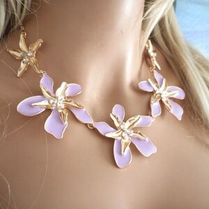 Flower Lilac Crystal Purple Necklace